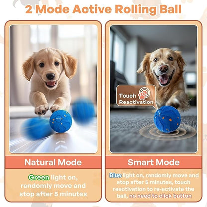 PawPlay 2026 Smart Interactive Dog Ball, Rechargeable Electronic Pet Toy with Type-C Charging, Blue Motion Activated Ball for Dogs, Indoor Outdoor Exercise and Training.