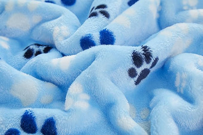 Allisandro Luxurious Dog Blanket, Extra Softness 350 GSM Flannel Fleece Pet Throw for Small Medium and Large Dogs Puppies and Cats, Blue, 80 × 64 Inches