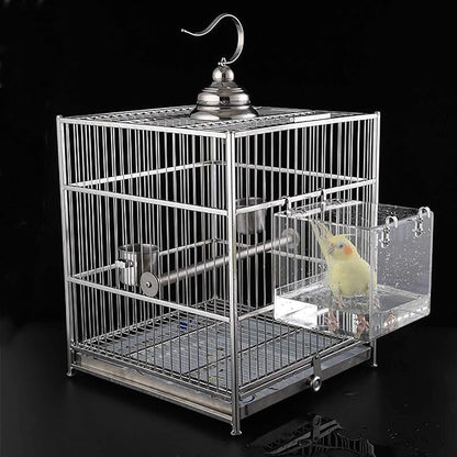Hanging Bird Bath Cube Bird Bathtub Bath Shower Box Bowl Cage Accessory for Small Bird Canary Budgerigar Parrots Crested Myna Cockatiel