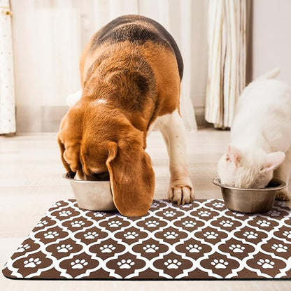 Dog Food Mat 24X32 Inch Pet Feeding Absorbent Mats for Floor Cat Water Bowl Placemats Non-Slip Washable Dog Mat for Food and Water