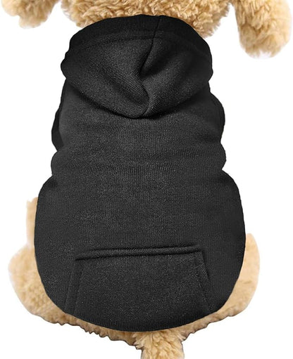 Jecikelon Winter Dog Hoodie Sweatshirts with Pockets Warm Dog Clothes for Small Dogs Chihuahua Coat Clothing Puppy Cat Custume (Black, X-Large)