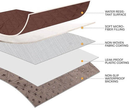 Luciphia 100% Waterproof Couch Cover Blanket for Dogs Anti-Slip Pet Couch Protector Sofa Mat Puppy Cat Blanket with Non-Slip Bottom, Coffee Brown, 68x82 Inch