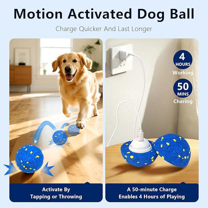 Interactive Dog Toy Ball, Interactive Dog Toys for Large Medium Dogs - Smart Automatic Bouncing Ball - 3 Modes Moving Vibrating Rolling Jumping Balls to Keep Them Busy