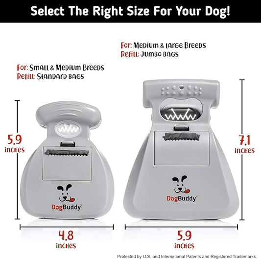 DogBuddy Pooper Scooper, Portable Dog Pooper Scooper, Poop Scooper for Small and Large Dogs, Pooper Scooper With Bag Attachment, Leash Clip and Dog Waste Bags Included (Medium, Mist)