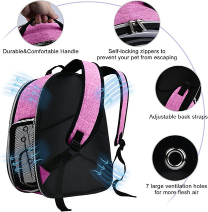 BAGLHER Cat Carrier Backpack Bubble - Fit Up to 18 Lbs - Airline-Approved Dog Backpack Carrier for Small Pets Puppies Dogs Bunny, Space Capsule Dog Carrier Backpack for Travel Outdoor Hiking, Pink