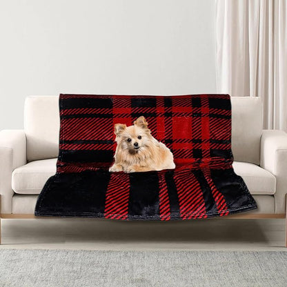 Premium Soft Dog Blanket Washable,43"x30" Cat Blanket for Indoor Cats Large Medium Small Dog Gifts Puppy Essentials (Red/Black)