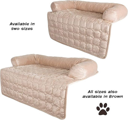 Couch Cover for Dogs – 35x35 Pet Furniture Protector with Memory Foam Bolster, Quilted Fabric, Non-Slip Water-Resistant Base Layer by PETMAKER (Beige)