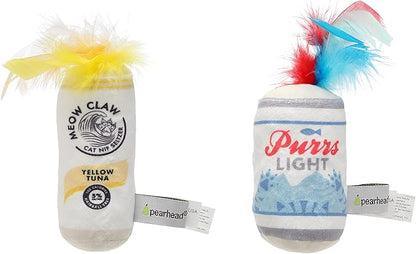 Pearhead Pet Crinkle, Feather, Catnip, and Teaser Pawty Time Cat Toy Set, Owner Playtime Accessory, Must Have Kitten Accessories
