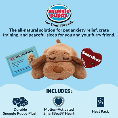 Snuggle Puppy Junior Heartbeat Puppy Toy - Heartbeat Puppy for Dogs - Pet Anxiety Relief and Calming Aid - Comfort Dog Toy - Behavioral Training and Sleep Aid Cuddle Buddy - Biscuit