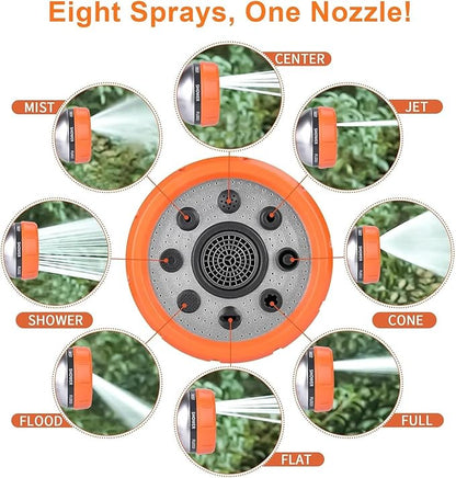 Dog Wash Hose, 8 Way Spray Pattern Garden Hose Nozzle with Soap Dispenser, Dog Wash Supplies with 2 type Dog Bath Brush, 4 extra connectors, Car Washing Mitt