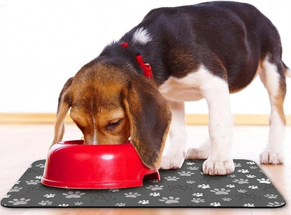 Dog Food Mat, Absorbent Water Bowl Mats Cat Pet Feeding Placemats Dark Gray 16 * 24 inch