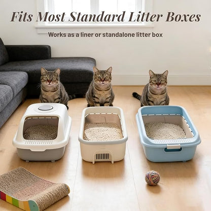 4 Pack Disposable Cat Litter Boxes, Durable Leak-Proof Cardboard Kitty Litter Trays for Temporary Use, Litter Box Liners & Travel, Ideal for Picky Cats