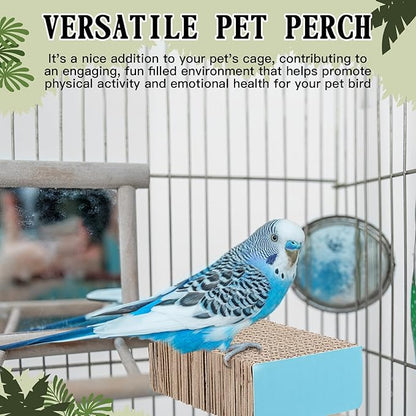 Skyygemm 2 Pieces Parrot Toy Bird Chew Cage Accessories Flat Perch Bird Paw Grinding Stand Parrot Cage Playground for Macaws, Small Parakeets, Conures, Budgies, Finches Conure Cockatiel(Small)