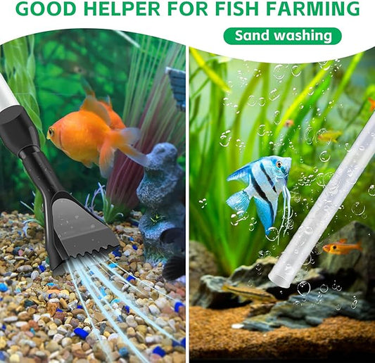 Aquarium Gravel Cleaner,Fish Tank Cleaner,Manual Vacuum Water Changer with 30ml Aquarium Vacuum Waste Remover Dropper, Cleaning Brush,Use for Water Changing Gravels Sand Washing
