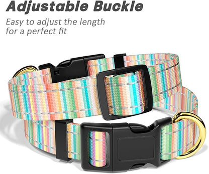 Reflective Dog Collar, Cute Dog Collar for Small Dogs, Soft Nylon Puppy Collar for Boy and Girl Female Dogs, Adjustable Pet Collars with Quick Release Buckle, Colorful Watercolor Art