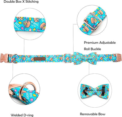 Lionheart Glory Easter Dog Collar - X-Small, Bowtie Design, Colorful Spring Collar for Puppies