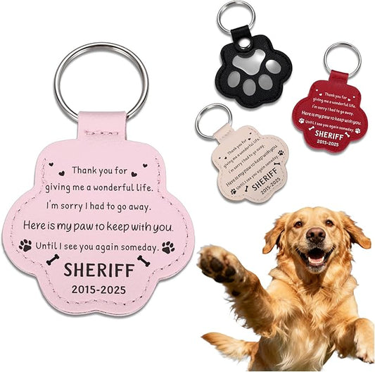 Eunigem Personalized Pet Hair Keychain for Dogs Cats-Custom Paw Keychains for Dog Hair-Shaped Leather Keychain,Pet Memorial Gifts Remembrance Accessory Refillable Keepsake for Bag or Key (Color-7)