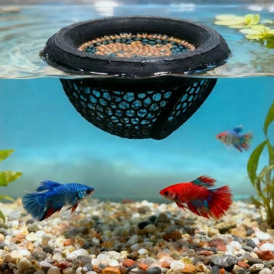 Aquarium Floating Betta Fish Skins, Betta or Shrimp Feeder, Cave and Hammock, Small Fish Feeding Rings, Aquarium Hiding Feeding Decorative Accessories (Black)