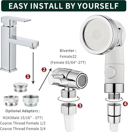 ZCONIEY Sink Faucet Sprayer Attachment, Shower Head Attaches To Tub Faucet, Dog Bathing Hose Shower Set for Laundry Bathroom Kitchen