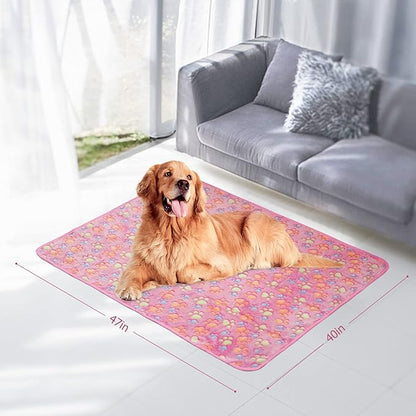 Comsmart Dog & Cat Blankets - Soft Warm Fleece Throw Pet Blanket for Small, Medium, Large Dogs, Puppies, Kittens, Guinea Pigs - Paw Print Design (Brown/Pink/White, 1 Pack 3, 40 * 47in)