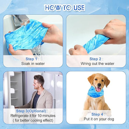 Talltalk 5 Pieces Dog Cooling Bandanas Neck Wraps Ice Scarf Pet Dog Cooling Collar Hunting Training Hiking Camping Accessories for Summer(XL)