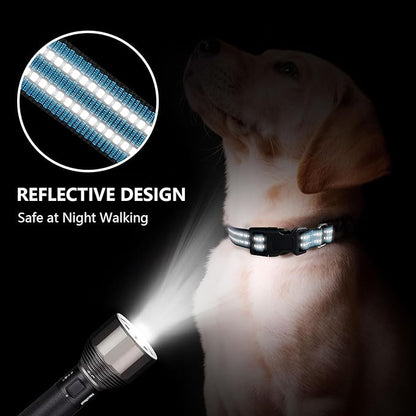 Martingale Dog Collar, Adjustable Nylon Reflective Collar with Quick Release Buckle (Gentian Blue, Small)
