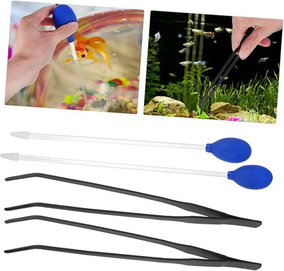 Yardwe 4pcs Aquarium Tank Cleaner Tools Set Tweezers Pipette Easy Water Change for Fish Tanks