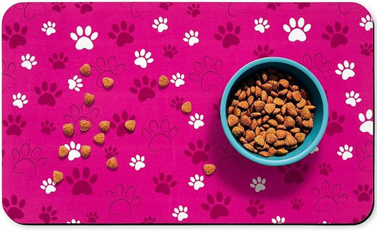 Dog Food Mat, Absorbent Water Bowl Mats Cat Pet Feeding Placemats Pink 16 * 24 inch