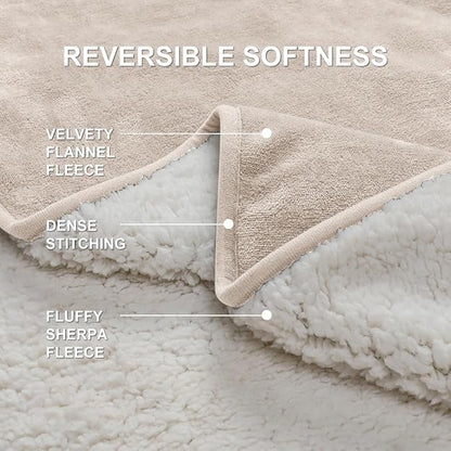 Waterproof Blanket for Pets – Ideal for Couch & Bed Splash Proof Sherpa Throw, Leakproof TPU Layer, Stain Resistant Washable Bed Protector – Khaki, 60"x40"
