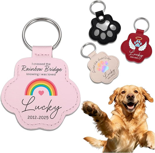 Eunigem Personalized Pet Hair Keychain for Dogs Cats-Custom Paw Keychains for Dog Hair-Shaped Leather Keychain,Pet Memorial Gifts Remembrance Accessory Refillable Keepsake for Bag or Key (Color-3)