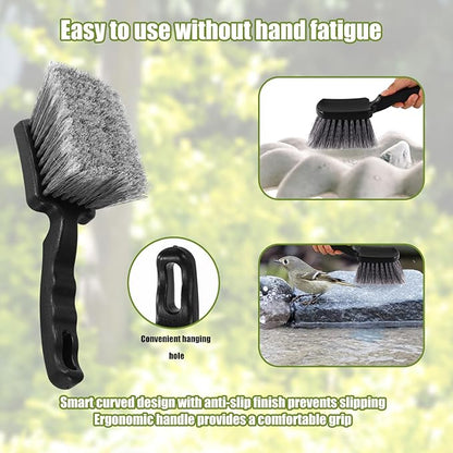 Bird Bath Brush, Black Animal Bath Cleaner with PVC Bristles and Ergonomic Plastic Handle Easy to Use Birdbath Accessories for Bird Feeder Outdoor Cleaning
