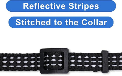 Pawtitas Reflective Black Cat Collar with Safety Buckle and Removable Bell for Kitten and Cats