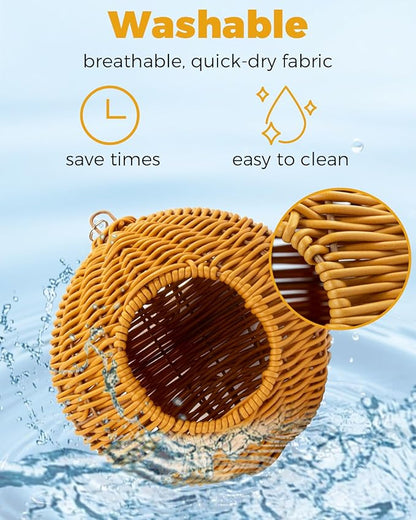 Chewproof Steel Frame Bird Nest for Cage, Washable Small Bird Bed Hammock Hideout Lay Eggs Parakeet Nest Sleep, Parakeet Warm Bed House Hut for Lovebird, Canary, Budgie