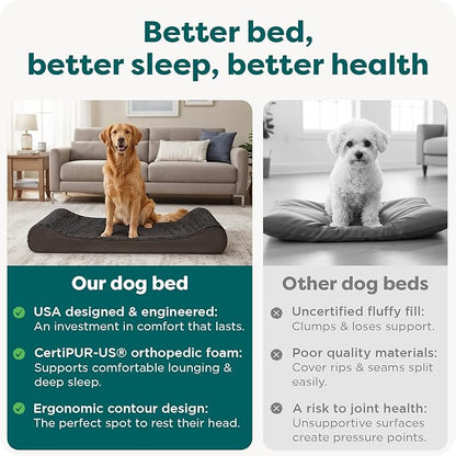 FurHaven Orthopedic Dog Bed for Large Dogs, Luxe Lounger Contour Mattress with Solid Orthopedic Foam Slab for Joint Support, Removable Washable Cover, Jumbo XL, Plush Suede, Chocolate