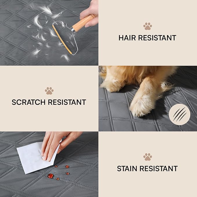 Luciphia 100% Waterproof Couch Cover Blanket for Dogs Anti-Slip Pet Couch Protector Sofa Mat Puppy Cat Blanket with Non-Slip Bottom, Grey, 30x53 Inch