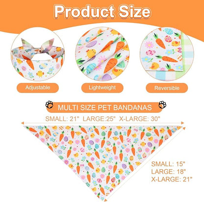 Easter Dog Bandana Small 2PCS, Colorful Scarf for Boy and Girl, Durable Triangle Reversible Bibs Handkerchief for Puppy Pet
