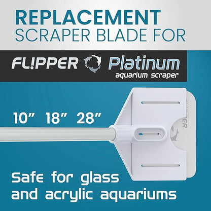 Flipper Platinum Aquarium Scraper Replacement Blades for Fish Tank Cleaning Kits– Replacement Blades for Glass Tanks & Acrylic Tanks – Aquarium Cleaner Blades with Serrated Edge, 10 Pack