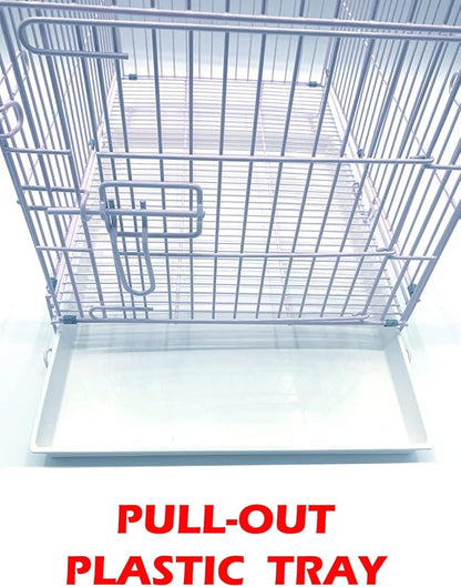 Portable Foldable Carrier Travel Vet Breeder Training Cage for Puppy Kitten Rabbit Bunny with 1/2-Inch Raised Bottom Wire Grid Mesh Floor