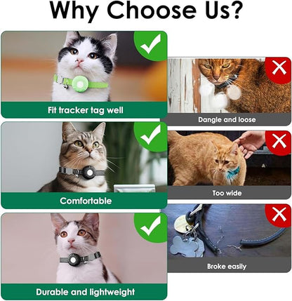 Cat Tracker, MINI GPS Tracker for Cats, No Monthly Fee Pet Tracker Compatible with Apple Find My App(Only iOS), Real-Time Tracking, Smart Alerts, Up to 1-Year Battery, Waterproof