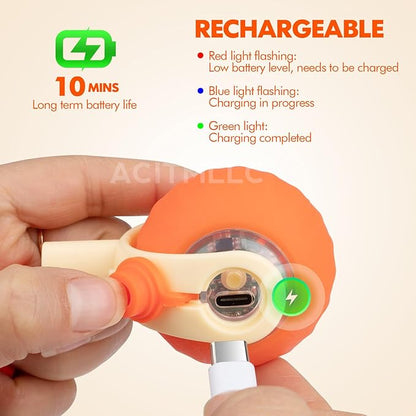 Interactive Cat & Dog Toy Ball, Automatic Moving/Jumping/Bouncing, Smart Pet Chase Ball with Feather Tail, Electric Rechargeable Enrichment Toys for Indoor Bored Cats & Small Dogs (Orange)