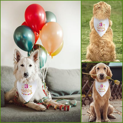 It's My 3rd Birthday Dog Bandana Happy 3rd Birthday Pet Triangle Scarf for Large Medium Small Dogs Three Years Old Gift Photo Prop Pet Scarf Accessories Christmas Puppy Gifts
