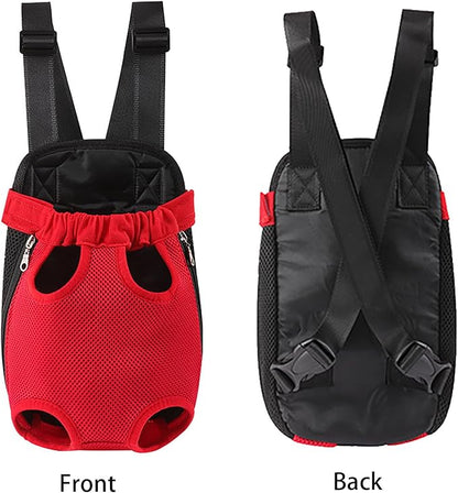 Dog Carrier Backpack, Adjustable Puppy Front Carrier Backpack, Ventilated Dog Chest Carrier for Hiking Camping Travel, Sling Bag for Small Medium Dog Cat Rabbit Puppies, Suit 13-15 lbs (Red, XL)