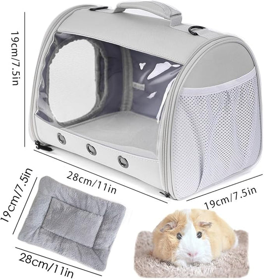 Bearded Dragon Travel Carrier Backpack,Lizard Backpack Carrier,Space Capsule Clear Bubble Window Astronaut Reptile Carrier Backpack for Guinea Pig,Sugar Glider,Bunny (Grey, TPU Carrier+MAT)