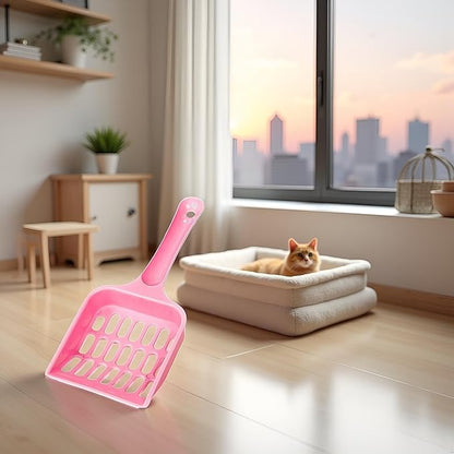 Pink Cat Litter Scoop,Tray with Handle Compact Solid Color Cat Litter Sifter Coffee One Size