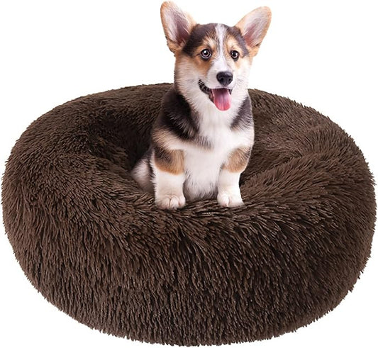 Dog Bed for Small Medium Large Dogs, 20 inch Calming Dogs Bed, Washable-Round Cozy Soft Pet Bed for Puppy and Kitten with Slip-Resistant Bottom