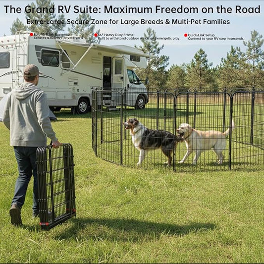 Dog Playpen Outdoor for Medium/Large Dogs 36'' High, Heavy Duty Dog Playpen with Rustproof and Sturdy Stakes, 3ft Dog Fence for RV Camping(12 Panels)