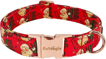 Christmas Dog Collar，Soft Cotton Dog Collars for Extra Small Dogs, Dog Christmas Collar with Santa for Small Medium Large Dogs, Adjustable Red Collars Perfect for Girl or Boy Dog Collars-XS