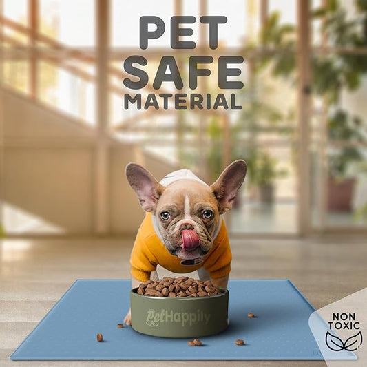 Dog Food Mat - 28x18 Raised Edges Dogs Mat for Food and Water Prevent Spill, Waterproof Cat Food Mats Protect Floors, Easy Clean Dog Bowl Mats for Food and Water, Silicone Pet Feeding Placemats