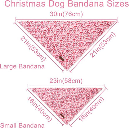 Valentine Triangle Pink Heart Bandana, Cotton Kerchief for Small to Medium Dogs or Cats, Adorable Puppy or Boy Dog Scarf