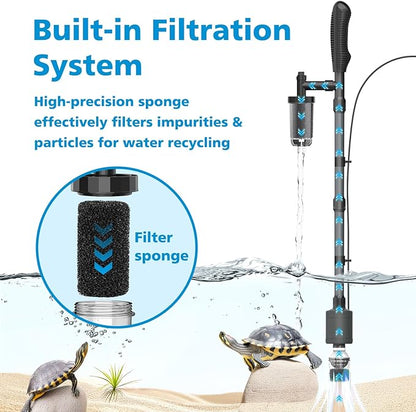 fishkeeper Aquarium Vacuum Gravel Cleaner, 25W 6 in 1 Multifunction Fish Tank Cleaner Kit for Automatic Water Change, Wash Sand, Water Circulation Infinitely Adjustable Flow Fish Tank Cleaner Vacuum